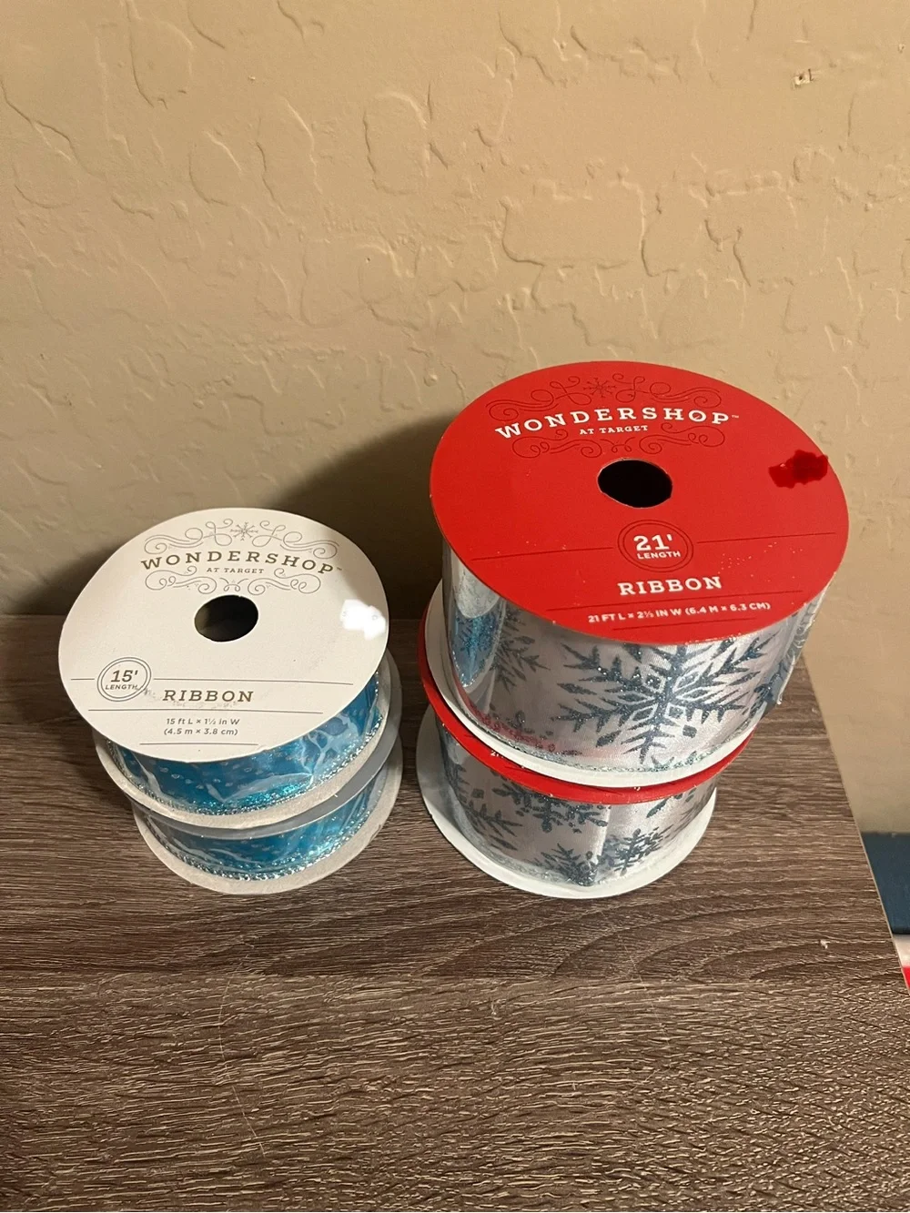 Target Wondershop White Blue Glitter Snowflakes Silver Stripes Christmas NWT